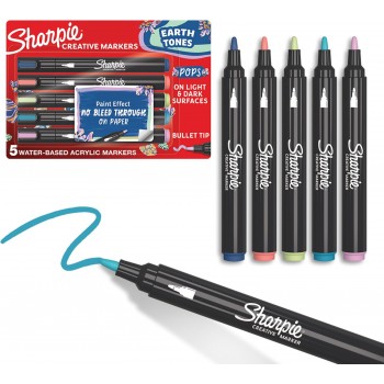 Kūrybiški Sharpie akriliniai žemės spalvų žymekliai (kūginis galiukas) 5 vnt. - 2213380