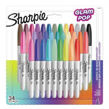 Markeriai Sharpie Fine Permanent Glam Pop 34 spalvų - 2198891