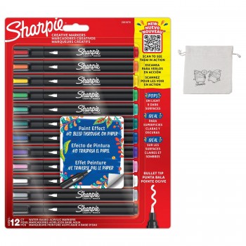 Sharpie kūrybiniai akriliniai žymekliai 12 spalvų su spalvotu maišeliu